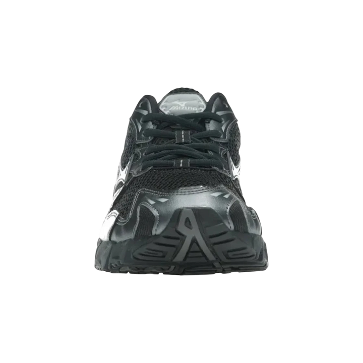 HypeSelection Mizuno Wave Rider 10 black mesh running shoe with sand and metallic grey accents, retro-tech design.