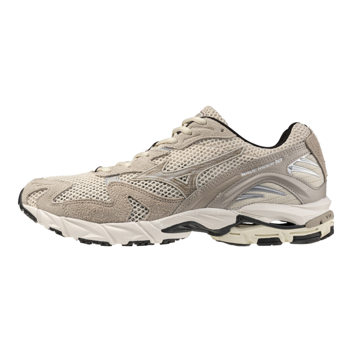HypeSelection Mizuno Wave Rider 10 sneaker in summer sand and taupe with mesh and suede layered upper