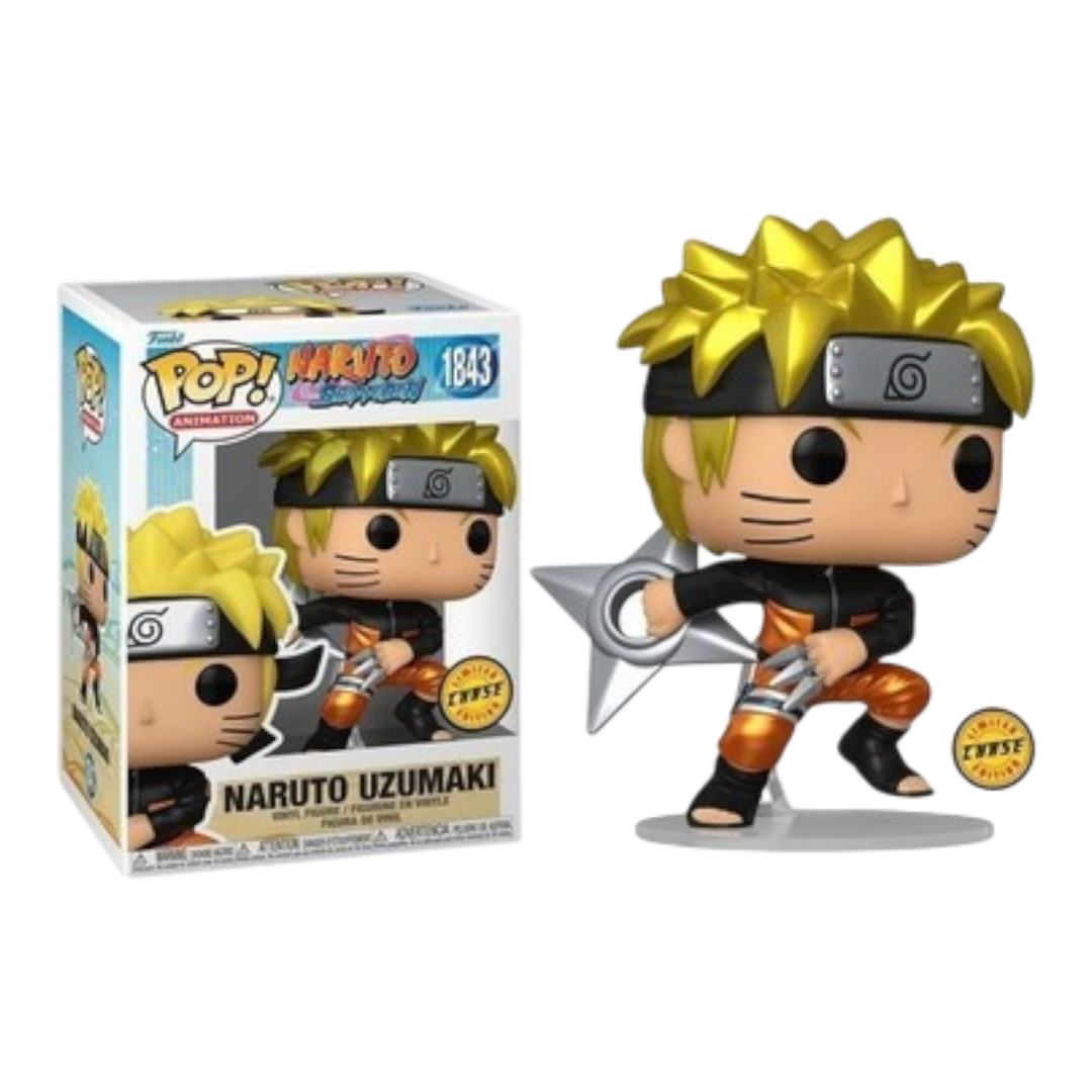 HypeSelection Funko Pop Naruto Uzumaki Metallic Chase figure with Fuma Shuriken in window display box