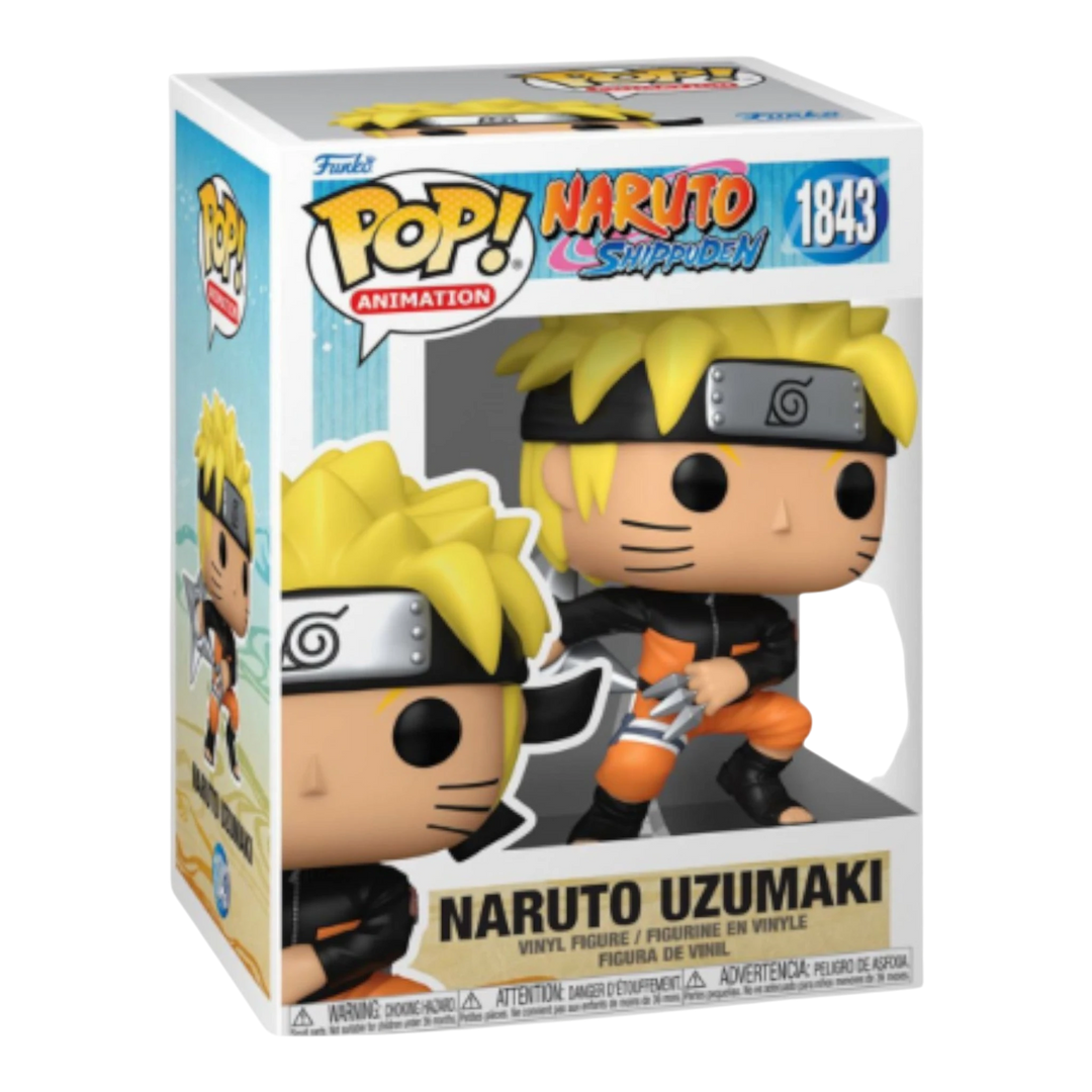 HypeSelection Naruto Shippuden Funko Pop! Animation vinyl figure 1843 of Naruto Uzumaki in a dynamic combat pose with shuriken.