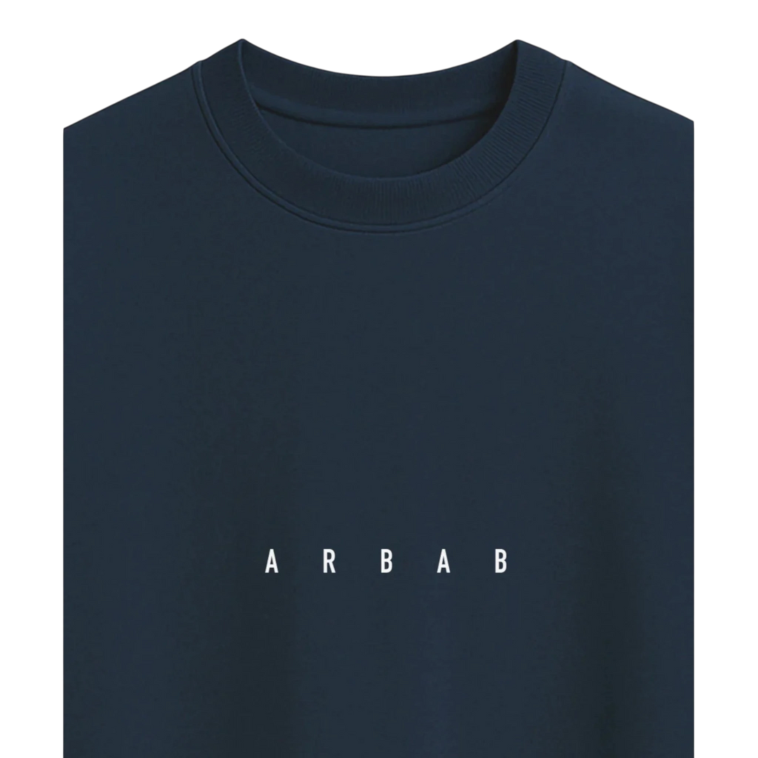 HypeSelection navy blue terry cotton t-shirt with white &