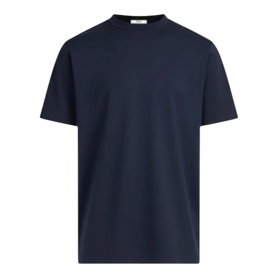 HypeSelection navy blue cotton t-shirt with a relaxed fit and crew neck, perfect for everyday wear.