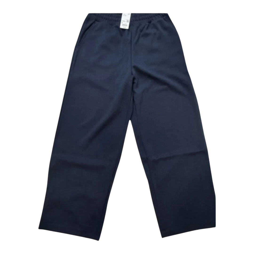 HypeSelection navy wide-leg sweatpants with adjustable hem drawstrings and elastic waistband.