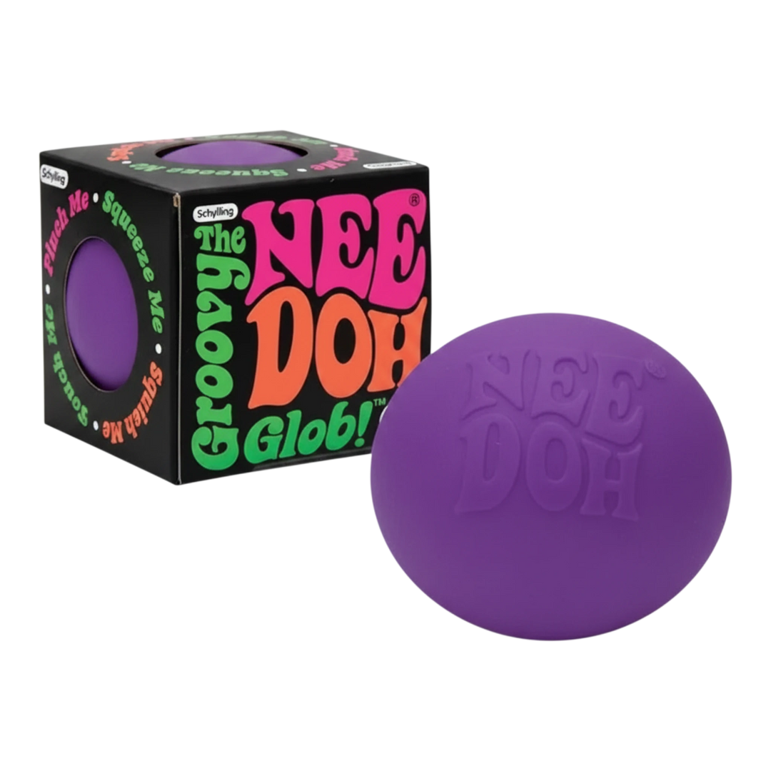 HypeSelection NeeDoh Groovy Glob stress ball, a squishy purple TPR toy filled with jelly-like dough. Perfect for fidgeting and stress relief.