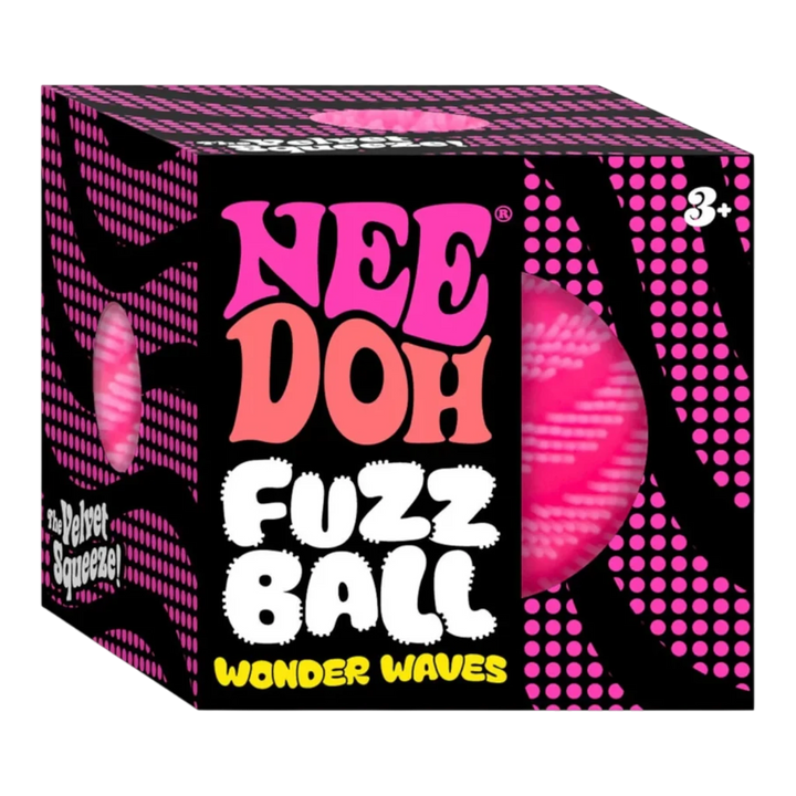 HypeSelection NeeDoh Fuzzball Wonder Waves pink sensory toy in its branded black and pink display box.
