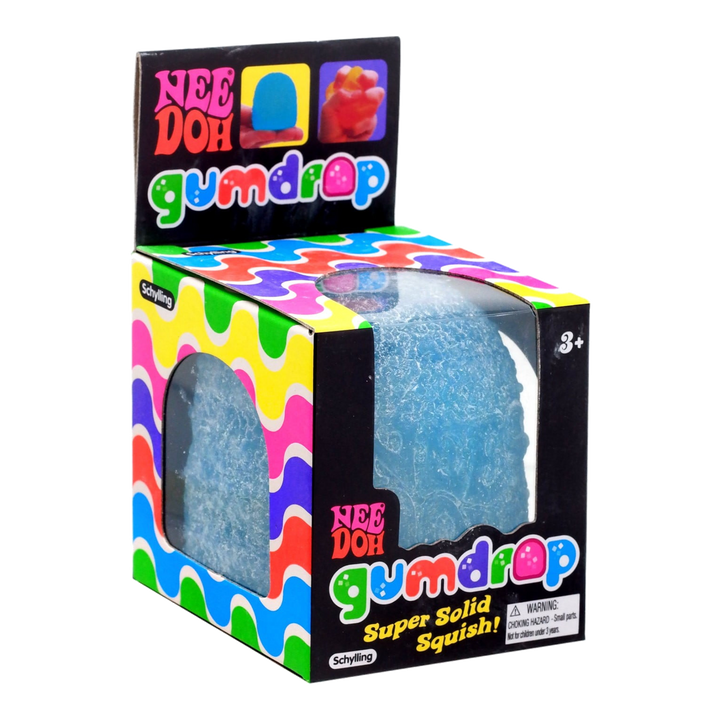HypeSelection blue NeeDoh Gumdrop sensory fidget toy in its colourful retail packaging