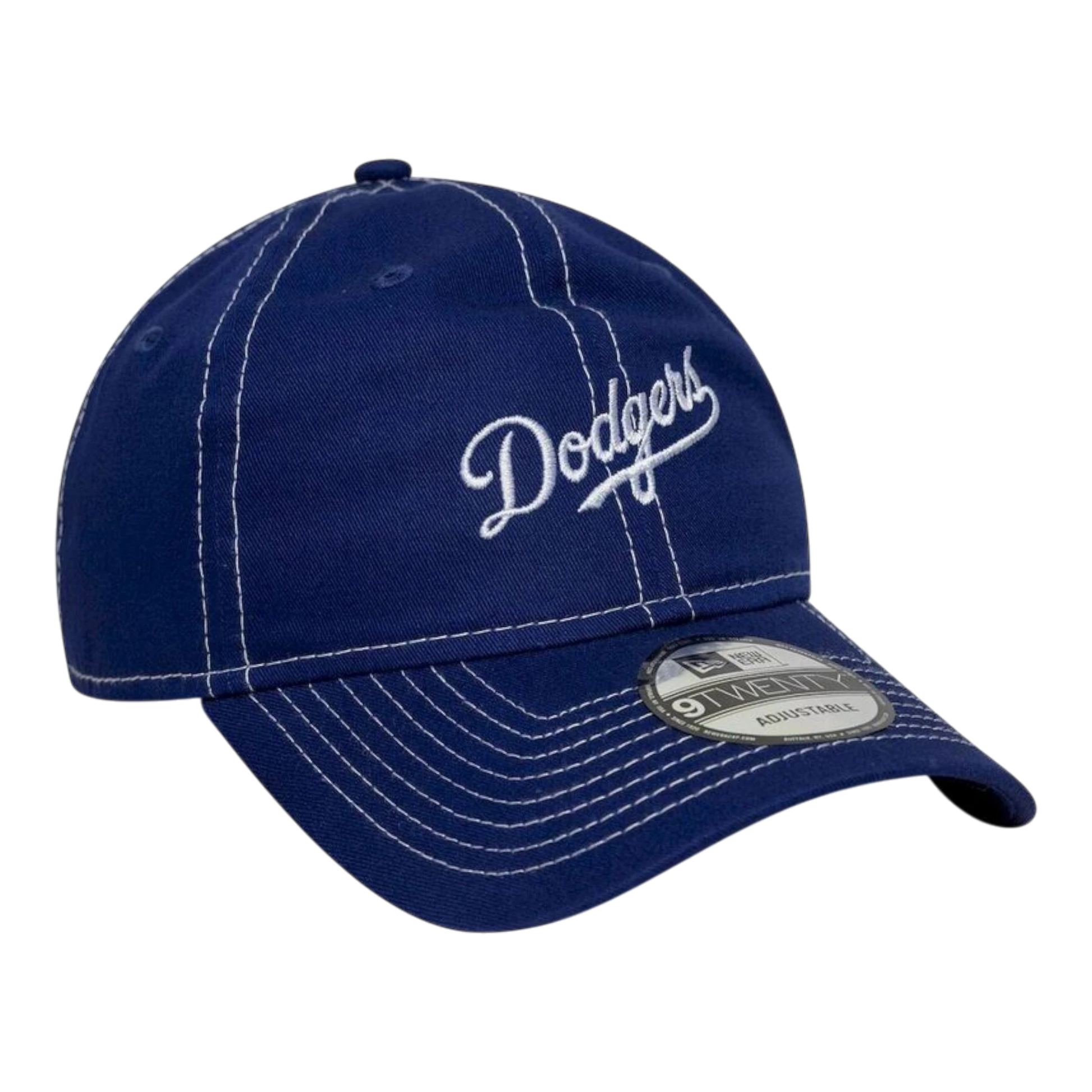 HypeSelection royal blue New Era Los Angeles Dodgers 9TWENTY cap with white contrast stitching and embroidered logo.