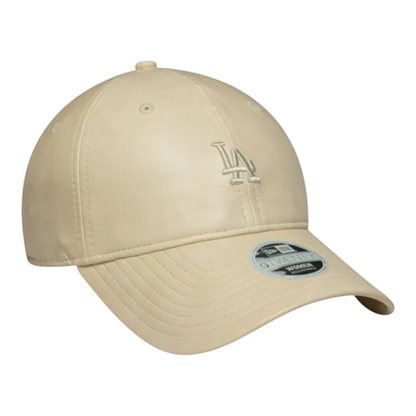 HypeSelection New Era light beige cotton cap with embroidered LA Dodgers logo, 9TWENTY adjustable fit.