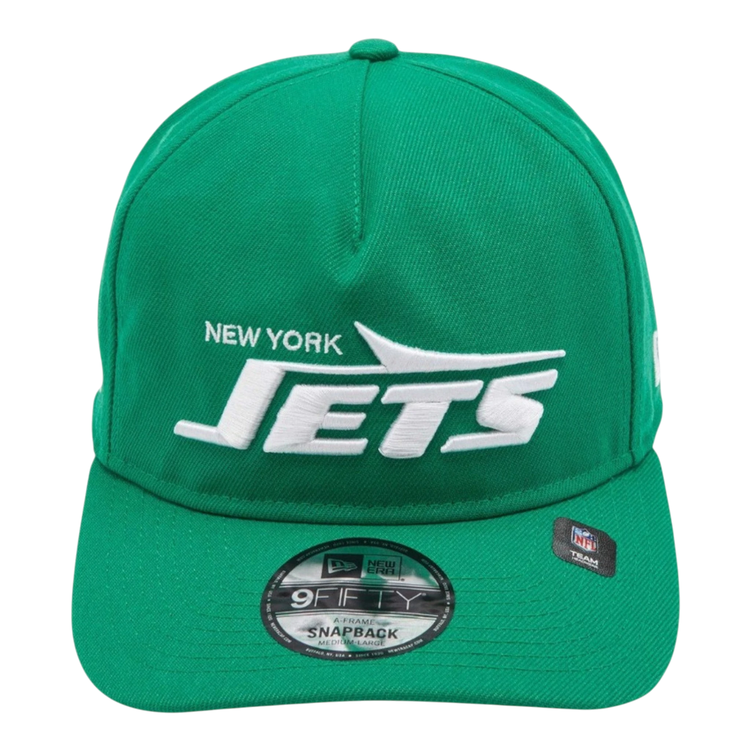 HypeSelection New Era 9Fifty green New York Jets cap with white embroidered logo and flat brim.