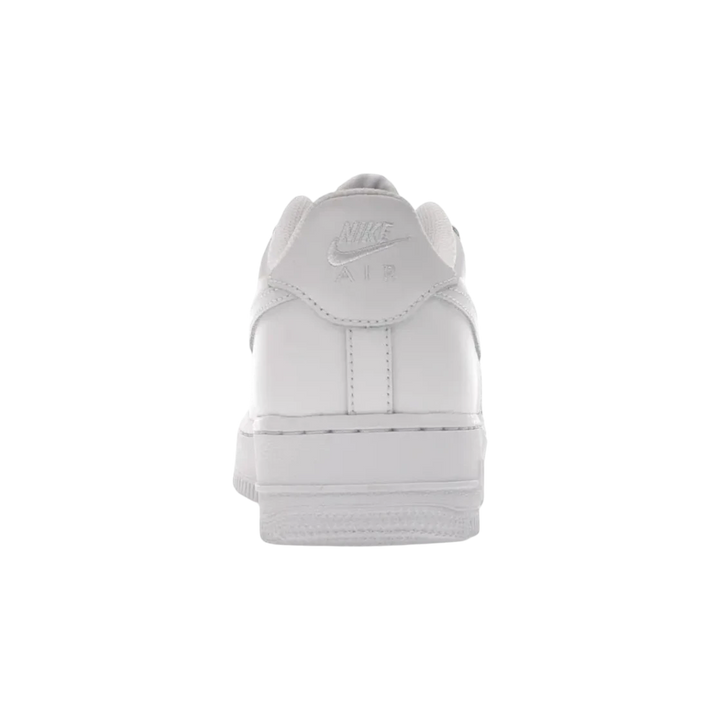 HypeSelection Nike Air Force 1 Low GS Triple White leather sneakers with Air branding on heel.