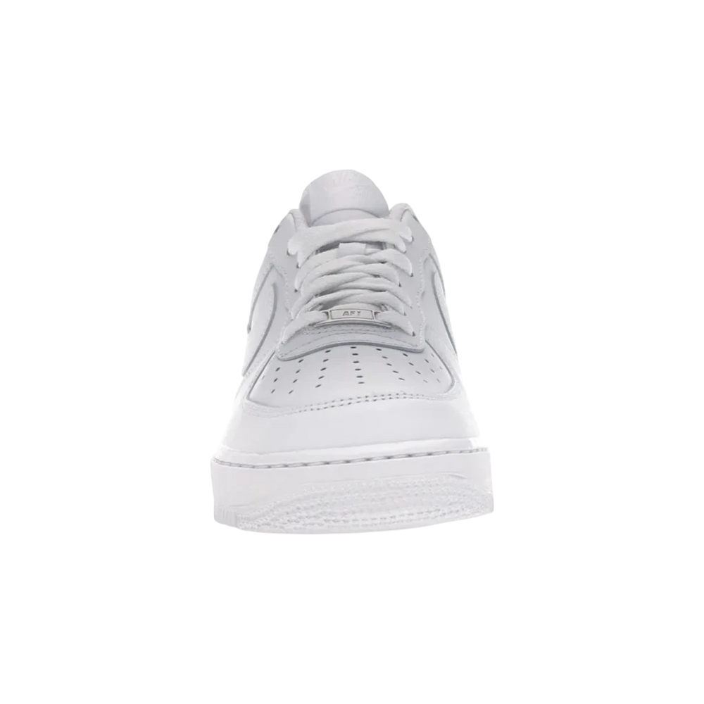 HypeSelection Nike Air Force 1 Low ’07 white leather sneakers with perforated toe box and Air cushioning.