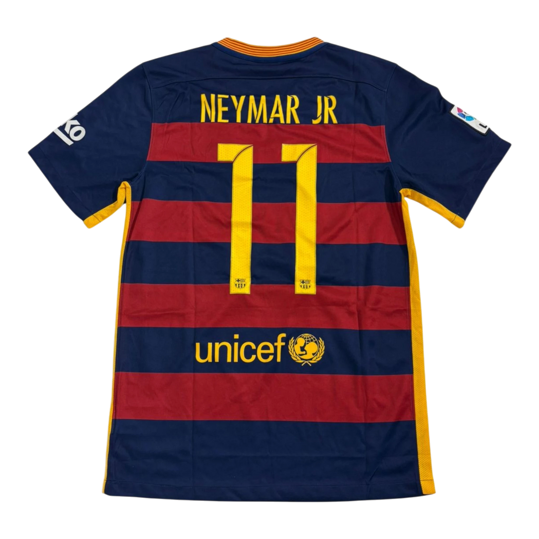 HypeSelection vintage Nike Barcelona Neymar JR jersey with number 11 on the back. Blue and red striped shirt.
