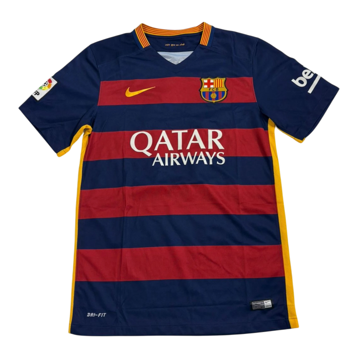 HypeSelection vintage Nike Barcelona Neymar JR jersey, navy blue with red stripes, Qatar Airways sponsor, Dri-FIT material.