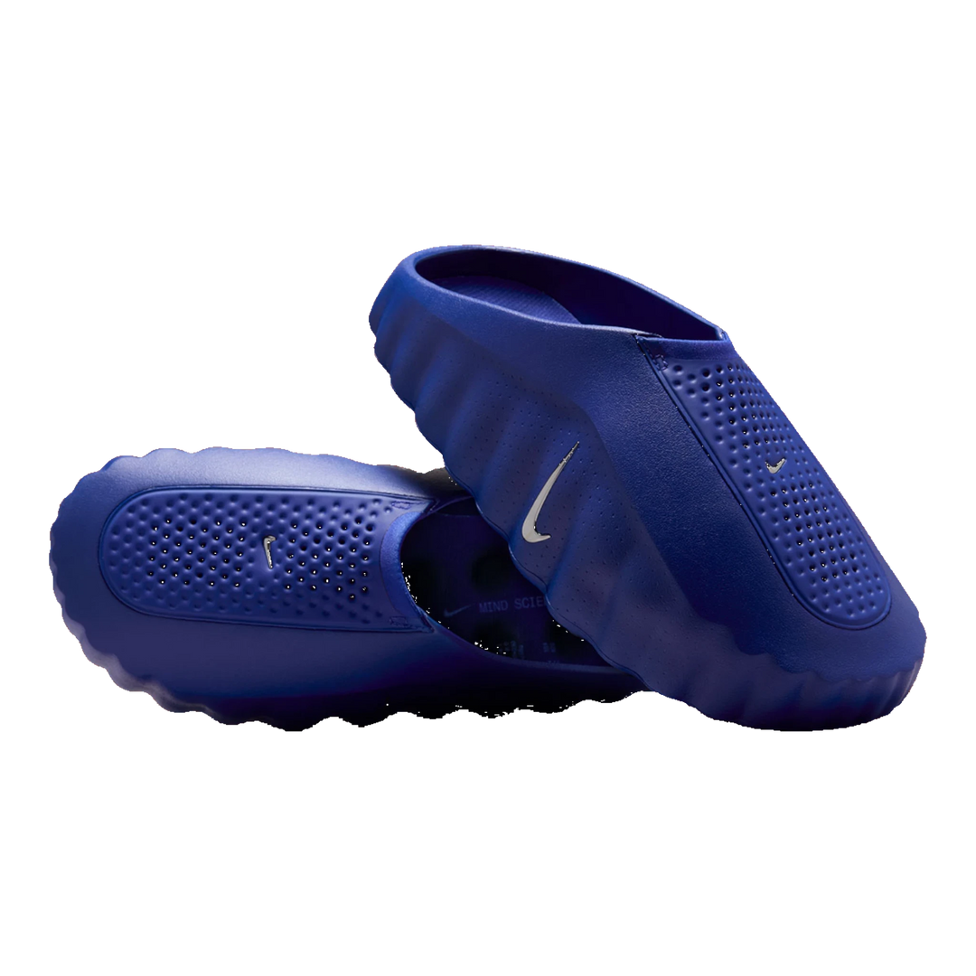 HypeSelection Nike Mind 001 slide in Old Royal blue featuring a sculpted foam silhouette and perforated upper.