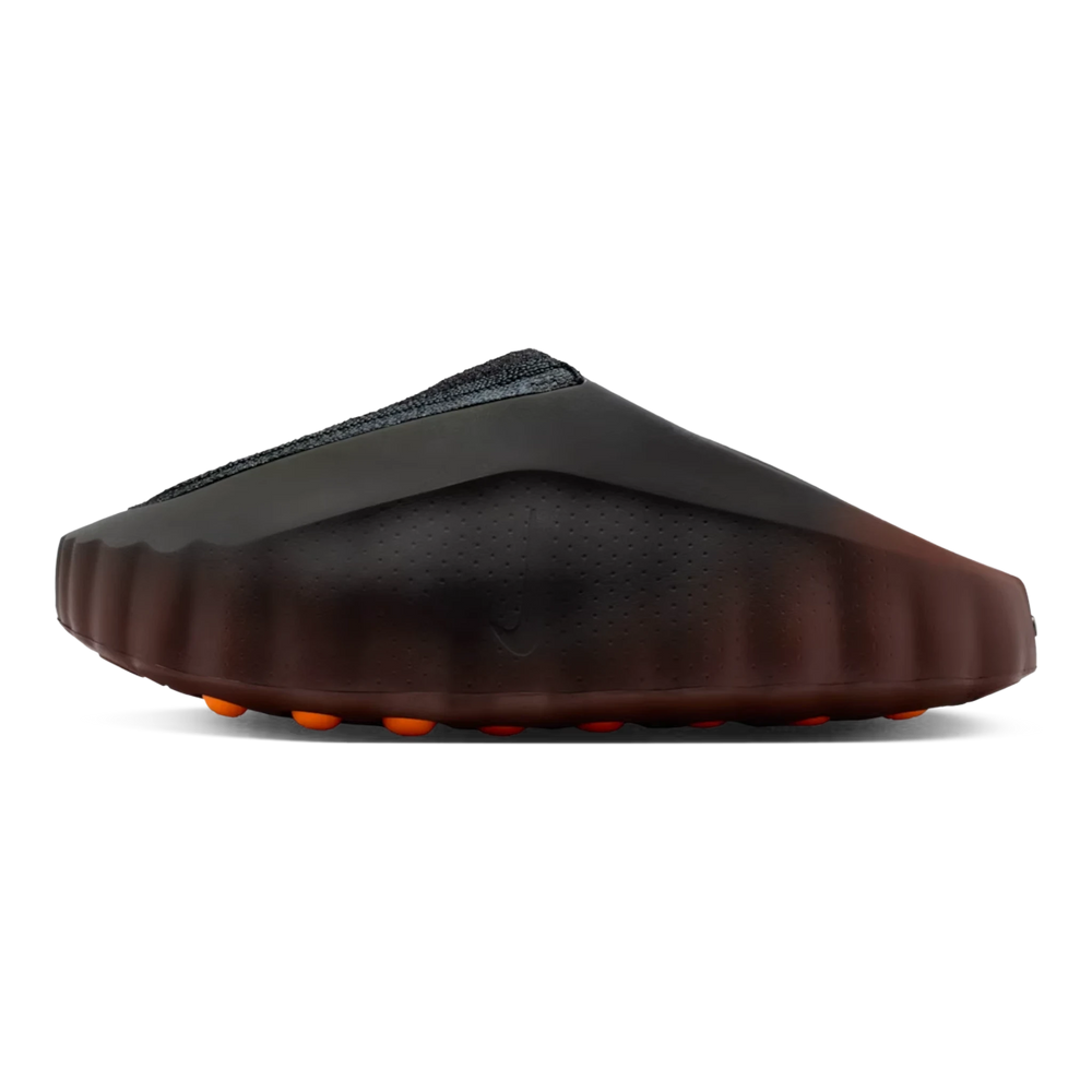 HypeSelection Nike Mind 001 Flyknit slide in Bronze Eclipse with black gradient and Total Orange foam nodes
