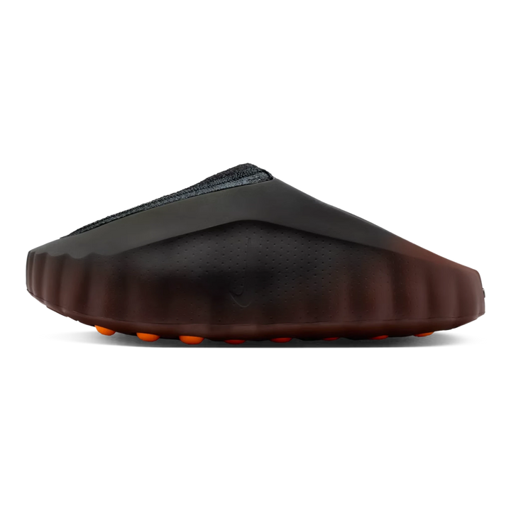 HypeSelection Nike Mind 001 Flyknit slide in Bronze Eclipse with black gradient and Total Orange foam nodes