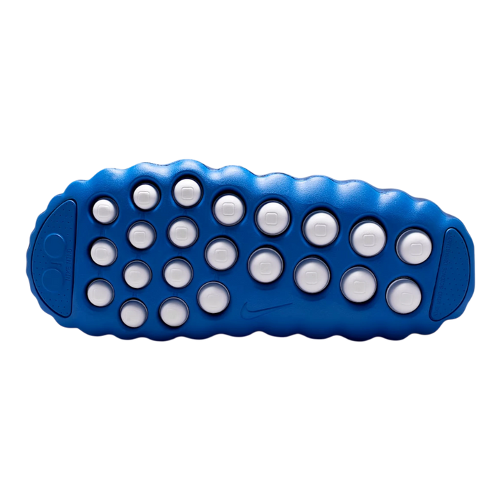 Nike Mind 001 Slide in Blackened Blue and Game Royal foam with a 22-node outsole for sensory stimulation.