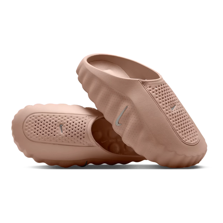 HypeSelection Nike Mind 001 slides in hemp and rattan featuring a sculpted slip-on design with perforated knit details