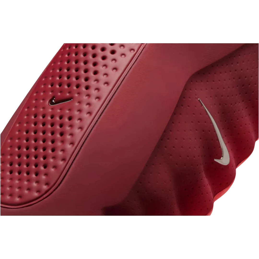 HypeSelection Nike Mind 001 Slide in Team Red and University Red, featuring a foam construction and perforated details.