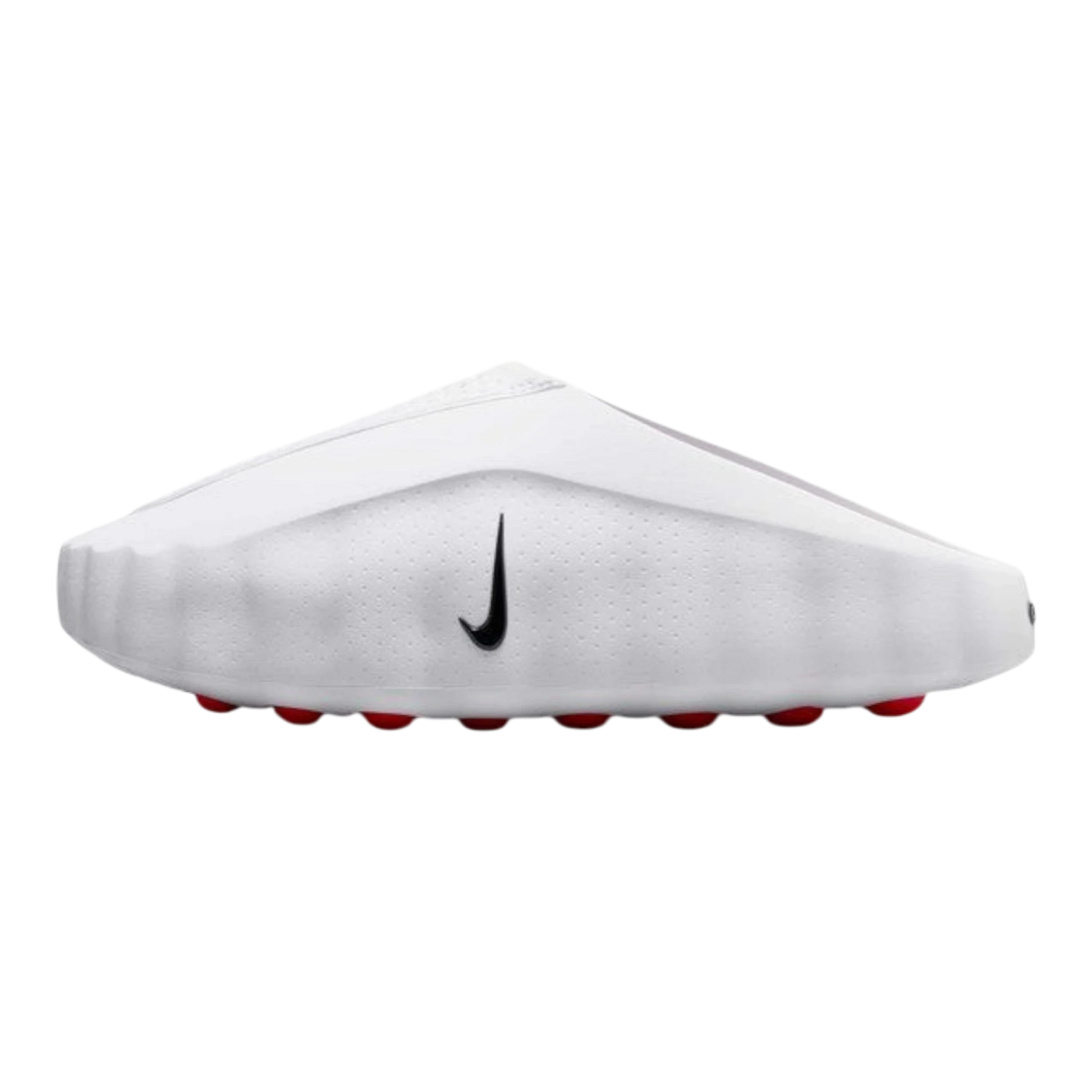 HypeSelection Nike Mind 001 white foam slide with speed red pressure nodes and obsidian swoosh