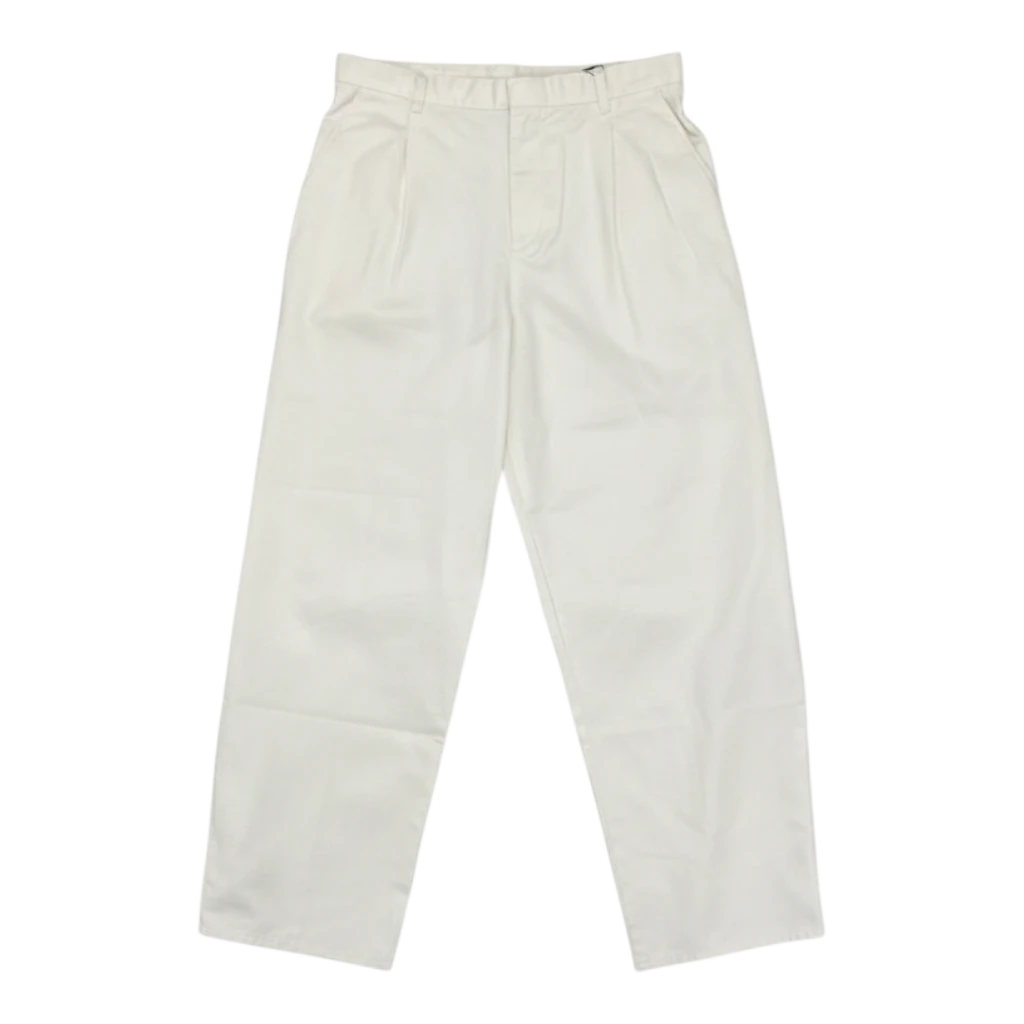 HypeSelection off-white cotton-blend jersey barrel pants with a relaxed fit and mid-rise waist.