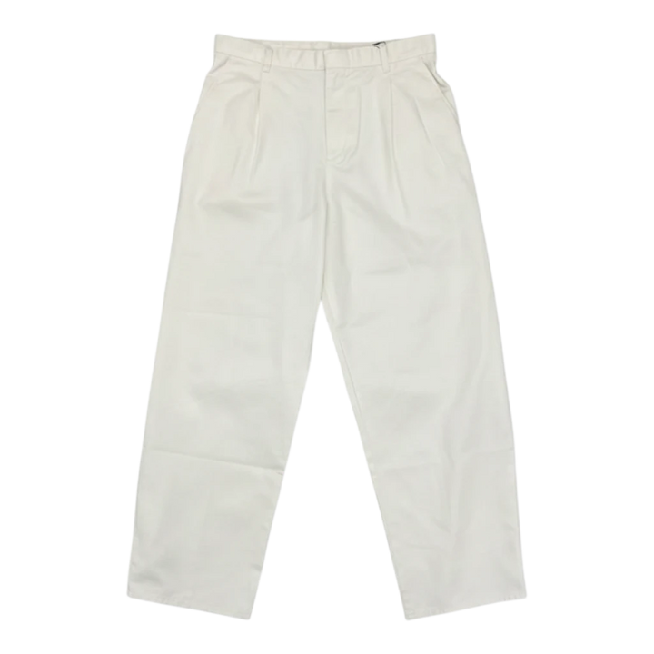 HypeSelection off-white cotton-blend jersey barrel pants with a relaxed fit and mid-rise waist.