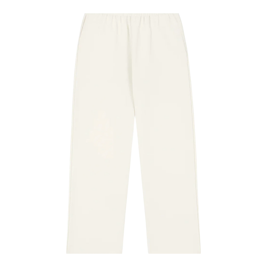 HypeSelection off-white wide-leg sweatpants made from a cotton blend with an elastic waistband and side pockets.