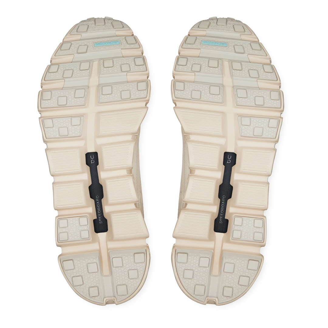 HypeSelection On Cloud 6 Geo Waterproof Dew shoe outsoles featuring Missiongrip traction and Speedboard technology.