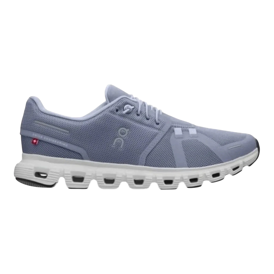 HypeSelection women's On Cloud 6 sneakers in Nimbus White, featuring breathable mesh upper, CloudTec cushioning, and Speedboard technology.
