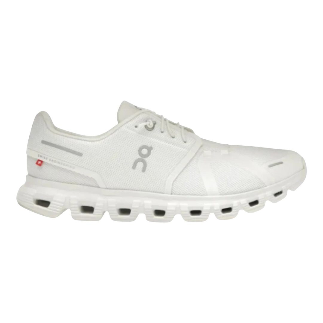 HypeSelection white engineered mesh On Cloud 6 sneakers with signature CloudTec cushioning and Speedboard technology.