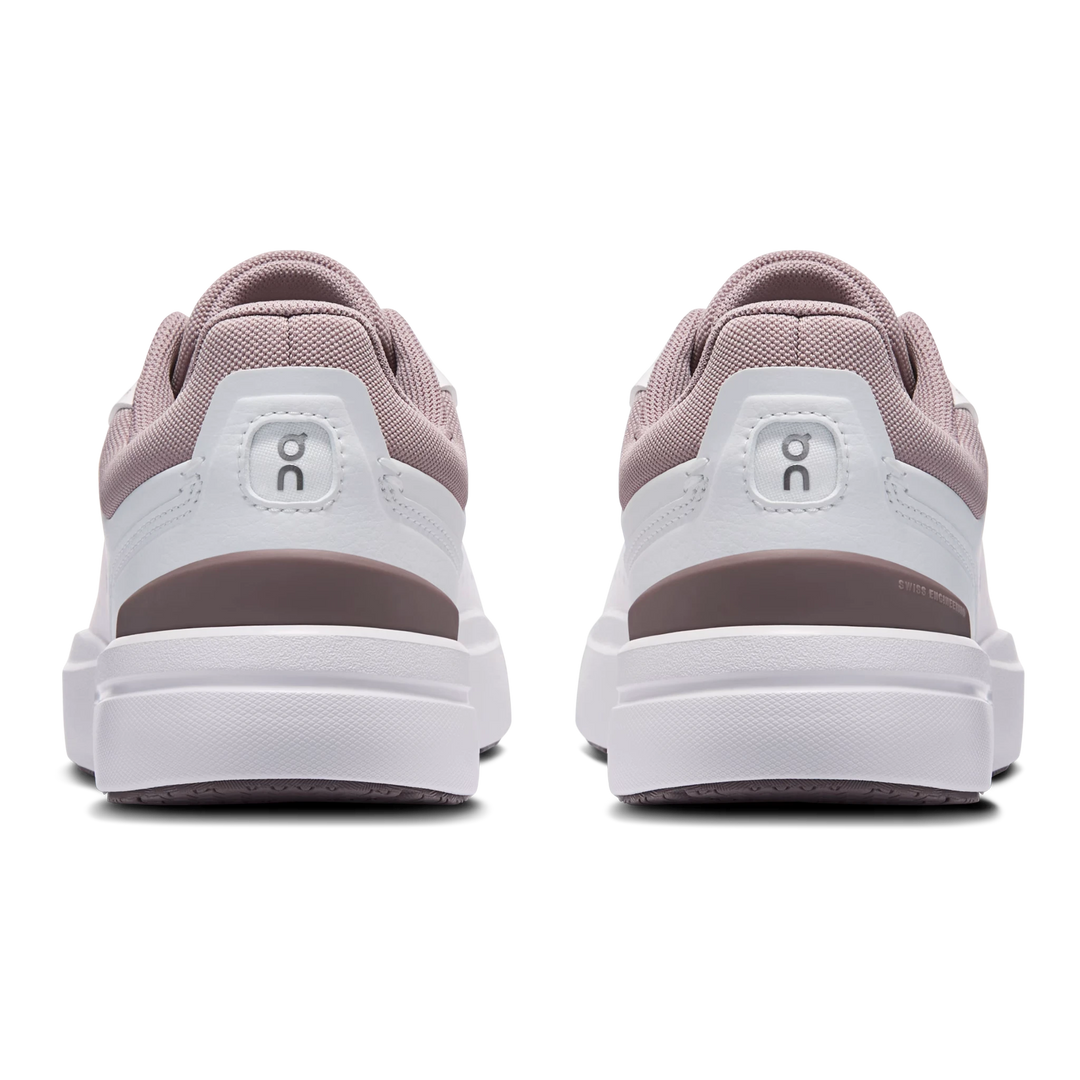 HypeSelection On Cloud THE ROGER Advantage sneakers in white and heron, rear view showing heel detail and branding.