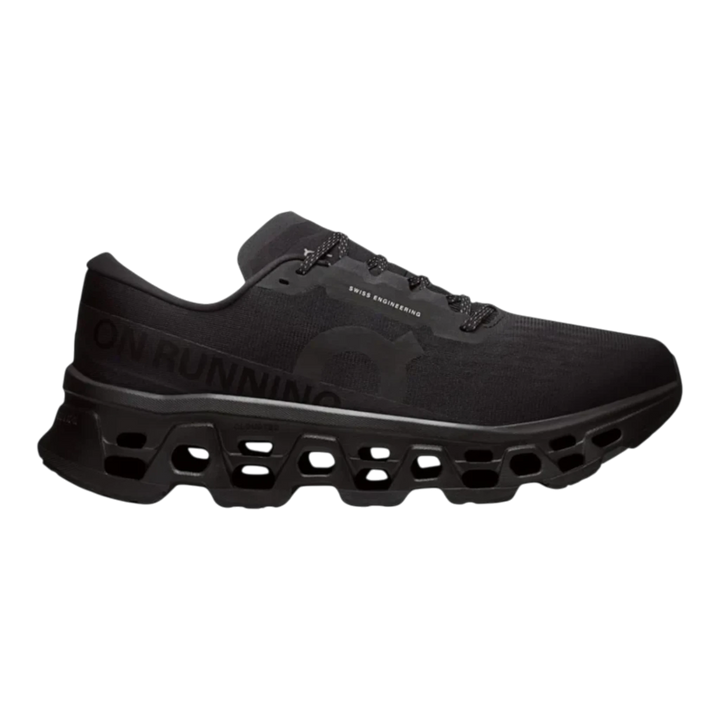 HypeSelection On Cloudmonster 3 running shoe in all-black with triple-layer CloudTec cushioning and mesh upper
