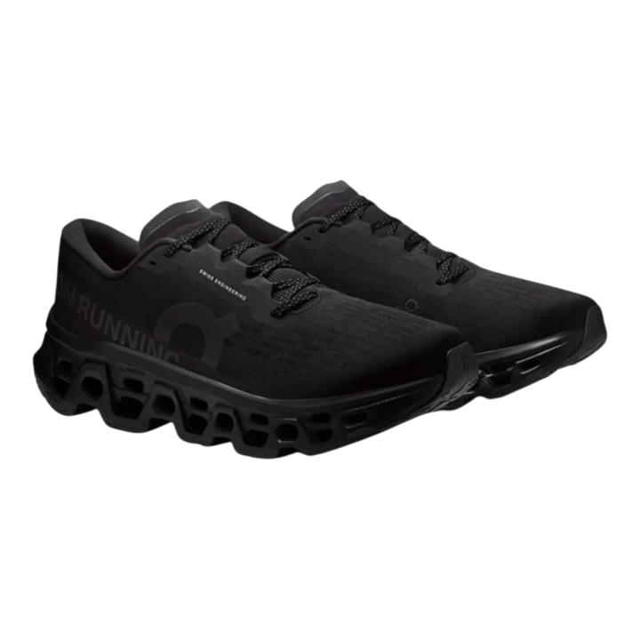 HypeSelection On Cloudmonster 3 running shoes in all-black featuring triple-layer CloudTec cushioning and mesh upper.