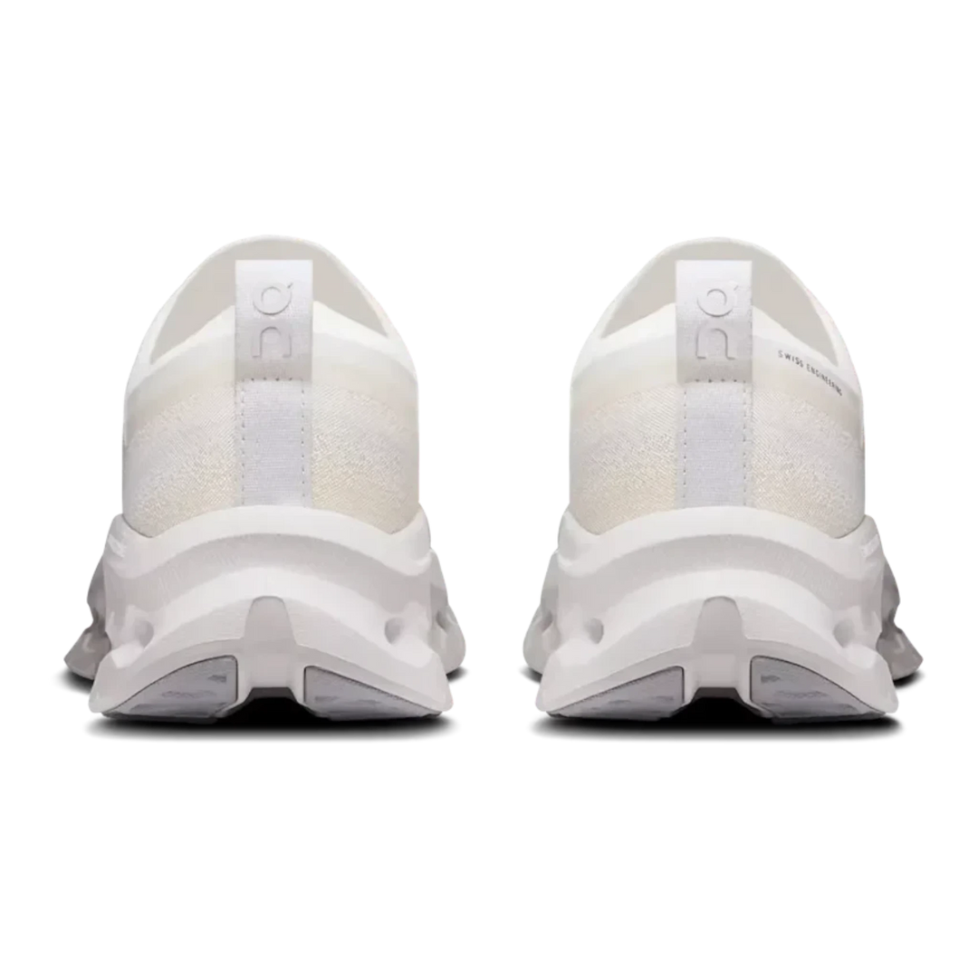 HypeSelection On Cloudtilt Moon sneakers in white and frost with a heel-tab and sculpted CloudTec midsole, rear view.