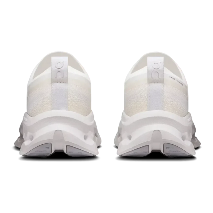 HypeSelection On Cloudtilt Moon sneakers in white and frost with a heel-tab and sculpted CloudTec midsole, rear view.