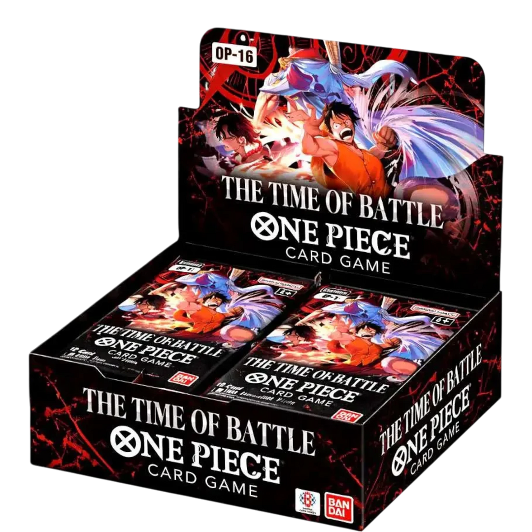 HypeSelection sealed One Piece Card Game The Time of Battle OP-16 booster box featuring Marineford battle artwork