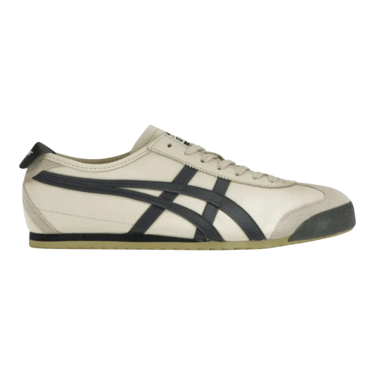 HypeSelection Onitsuka Tiger Mexico 66 sneakers in birch leather with peacoat navy stripes and suede accents.