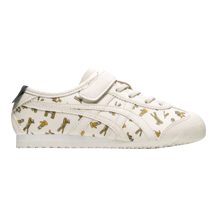 HypeSelection Onitsuka Tiger Mexico 66 PS sneakers in cream with a playful all-over graphic print. Features signature stripes, lace-up closure, and hook-and-loop strap.