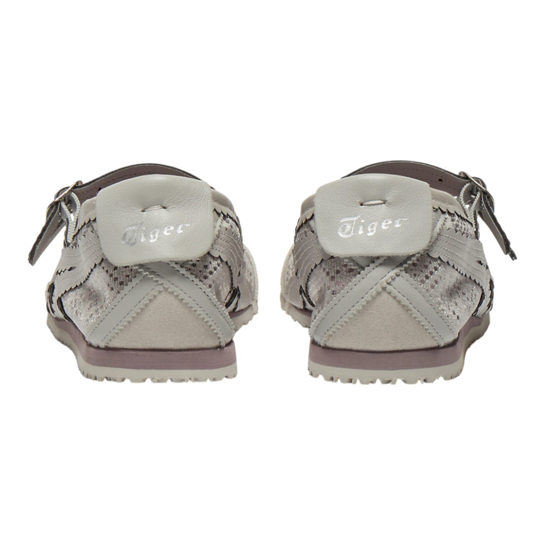 HypeSelection Onitsuka Tiger Mexico 66 TGRS oyster grey ballet-style sneakers, rear view showing heel and buckle strap