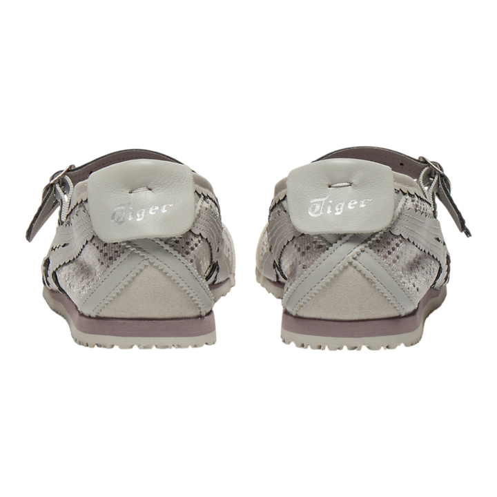 HypeSelection Onitsuka Tiger Mexico 66 TGRS oyster grey ballet-style sneakers, rear view showing heel and buckle strap