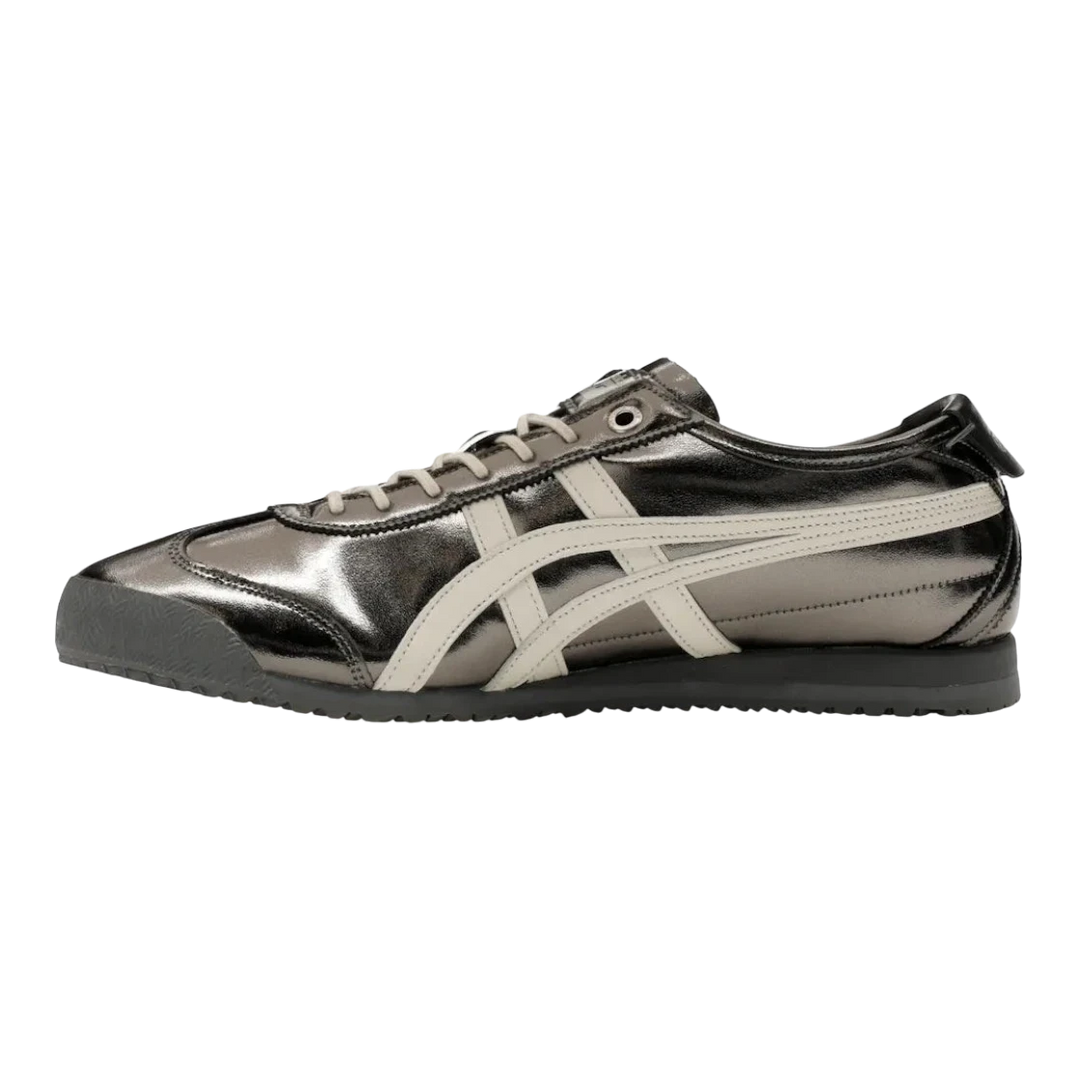HypeSelection Onitsuka Tiger Mexico 66 SD Metallic Series sneakers in metropolis cream with white accents and a metallic finish.