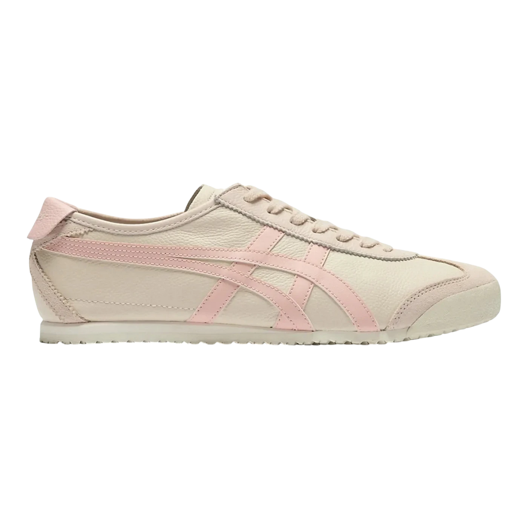 HypeSelection Onitsuka Tiger Mexico 66 oatmeal leather sneakers with ginger peach accents and suede detailing.