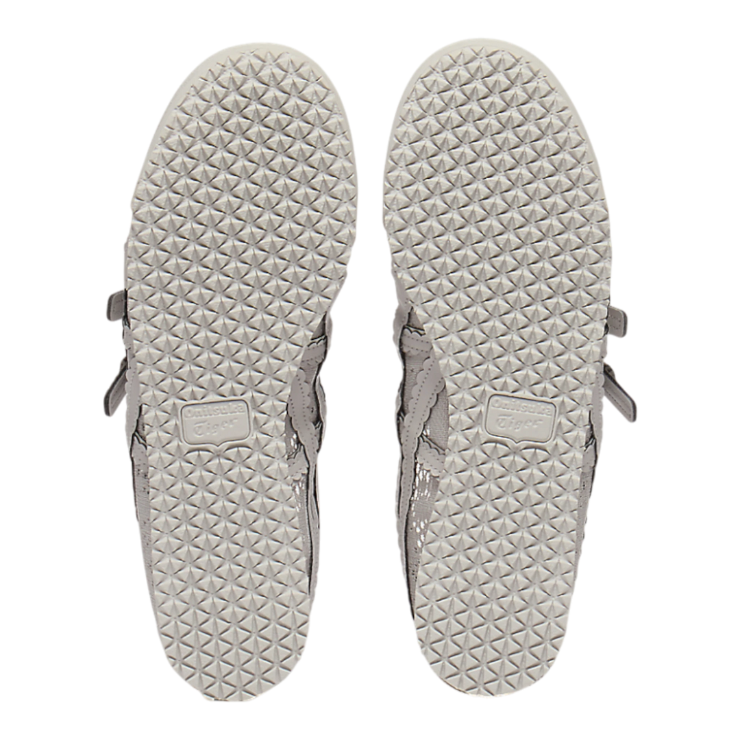 HypeSelection Onitsuka Tiger Mexico 66 TGRS sneakers in oyster grey showing the textured rubber outsoles