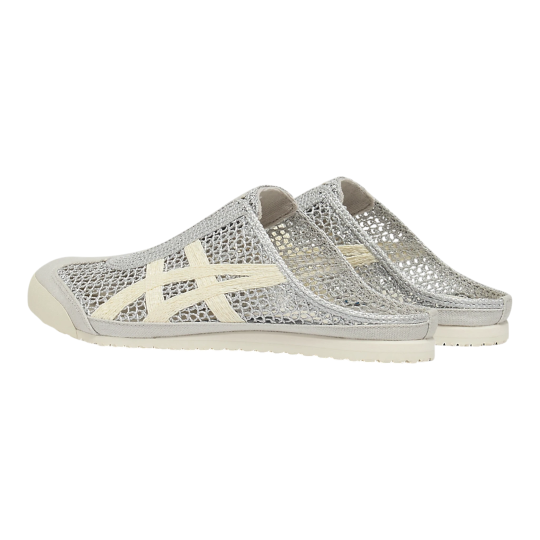 HypeSelection Onitsuka Tiger Mexico 66 Sabot Pure Silver Cream backless mule sneakers with mesh upper and cream stripes.