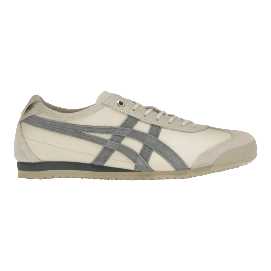 HypeSelection Onitsuka Tiger Mexico 66 SD Birch/Metropolis sneakers with grey suede Tiger stripes and beige leather upper.