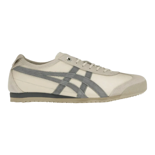 HypeSelection Onitsuka Tiger Mexico 66 SD Birch/Metropolis sneakers with grey suede Tiger stripes and beige leather upper.