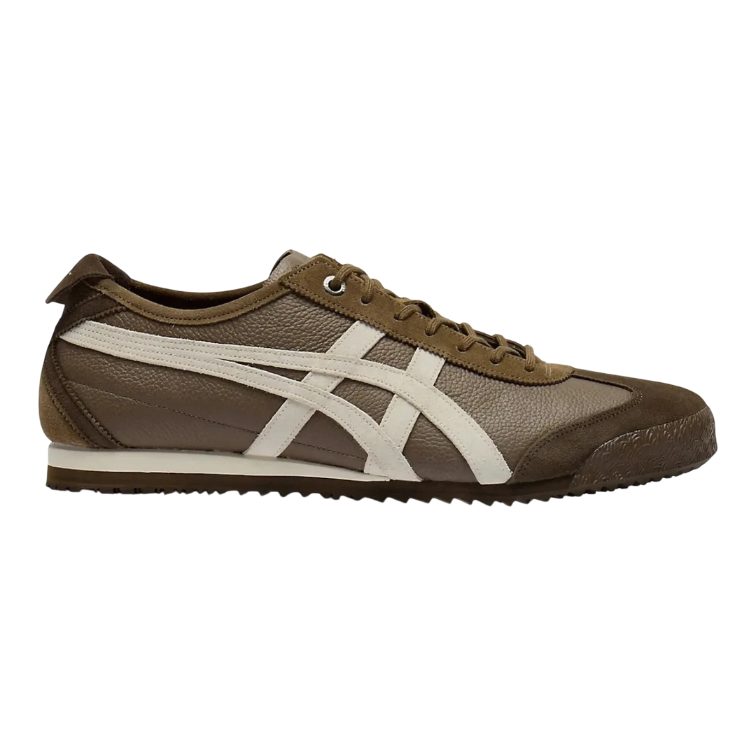 HypeSelection Onitsuka Tiger Mexico 66 SD vintage leather sneakers in Clay Canyon brown with cream stripes and white sole.