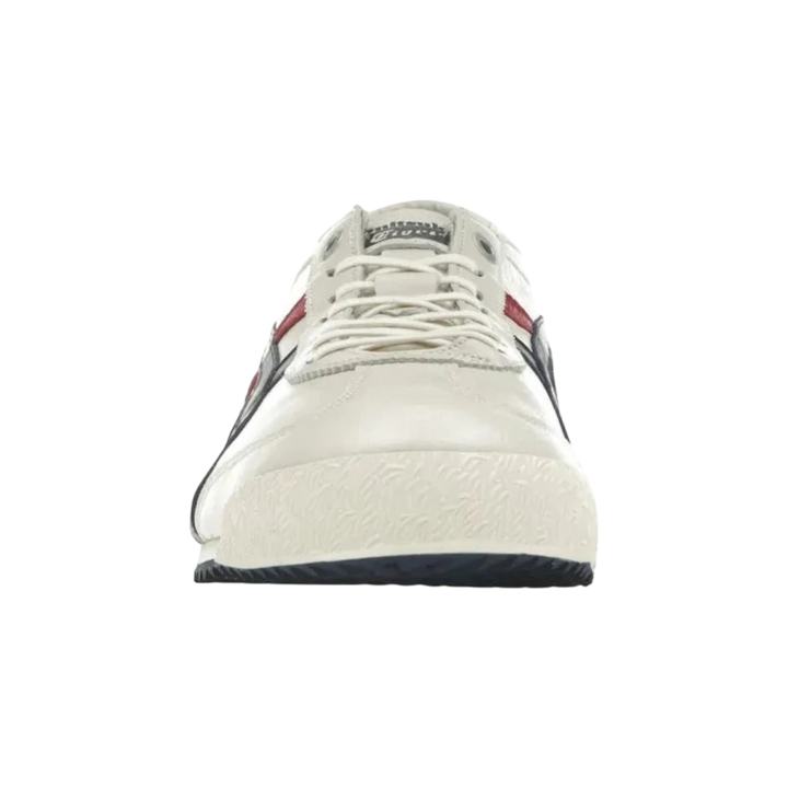 HypeSelection Onitsuka Tiger Mexico 66 SD cream leather sneakers with navy and red stripes, low profile.
