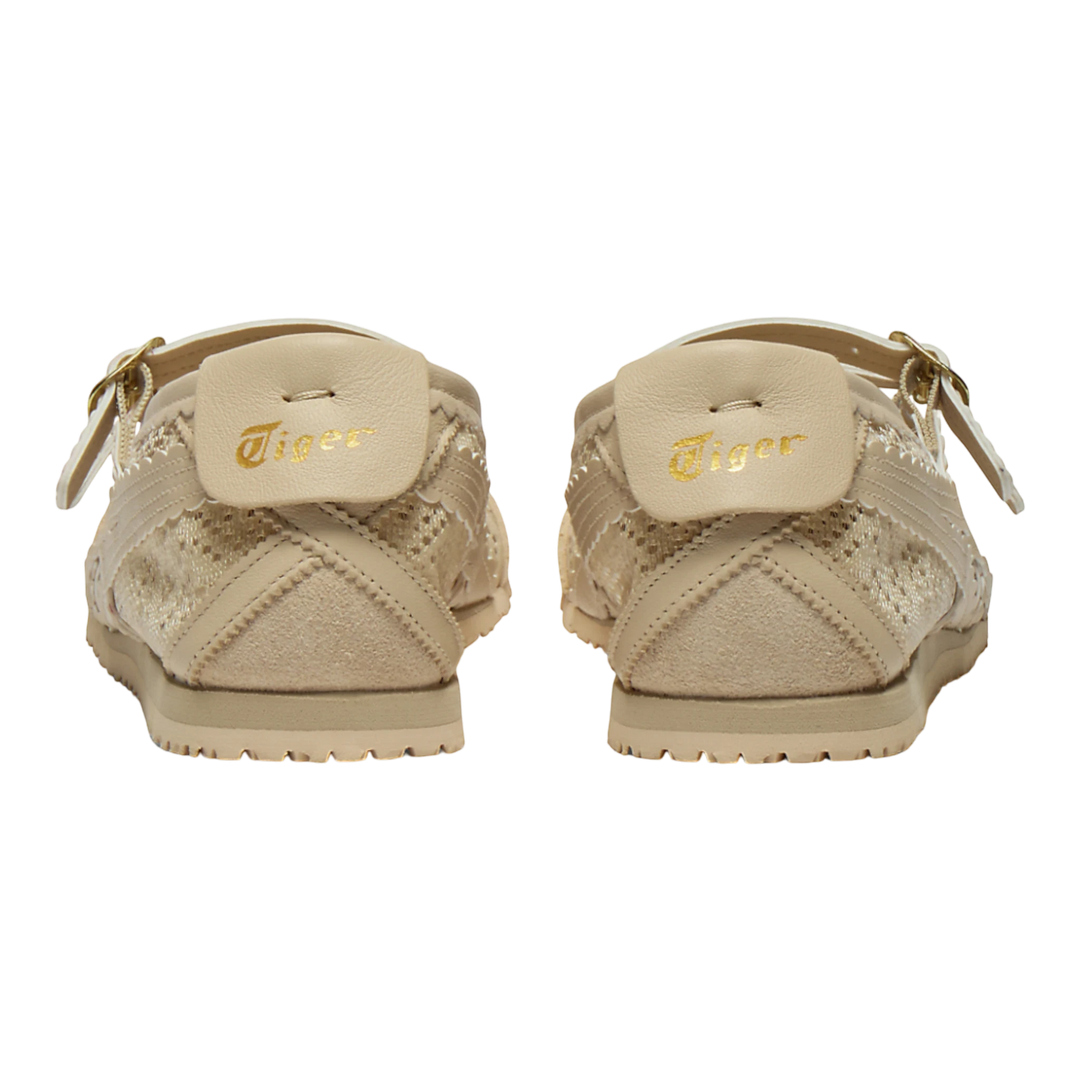 HypeSelection Onitsuka Tiger Mexico 66 TGRS beige jacquard mesh Mary Jane sneakers with gold logo heel detail