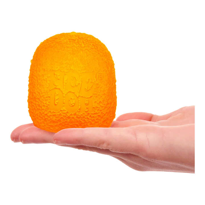 HypeSelection orange NeeDoh Gumdrop sensory squishy fidget toy with a textured surface held in a palm